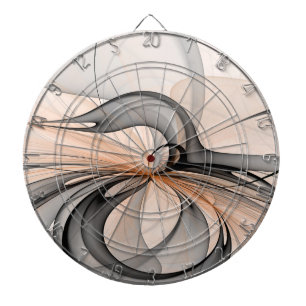 Abstract Anthracite Gray Sienna Modern Fractal Art Dart Board