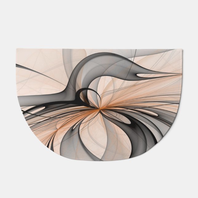 Abstract Anthracite Gray Sienna Modern Fractal Art Doormat (Front)