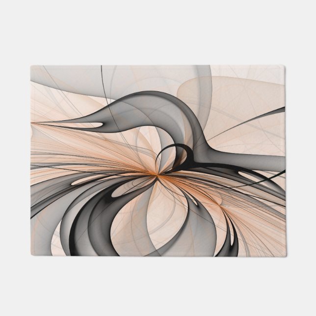 Abstract Anthracite Gray Sienna Modern Fractal Art Doormat (Front)