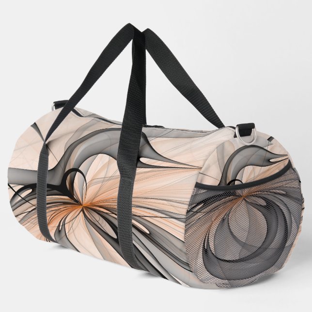 Abstract Anthracite Gray Sienna Modern Fractal Art Duffle Bag (Right Corner)