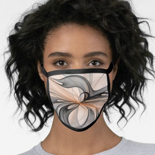 Abstract Anthracite Gray Sienna Modern Fractal Art Face Mask