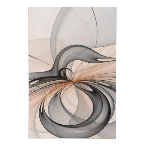Abstract Anthracite Gray Sienna Modern Fractal Art Faux Canvas Print