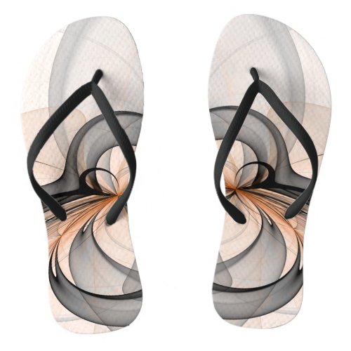 Abstract Anthracite Gray Sienna Modern Fractal Art Flip Flops