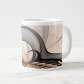 Abstract Anthracite Gray Sienna Modern Fractal Art Giant Coffee Mug (Front Right)