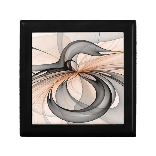 Abstract Anthracite Gray Sienna Modern Fractal Art Gift Box (Front)
