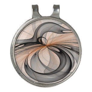 Abstract Anthracite Gray Sienna Modern Fractal Art Golf Hat Clip