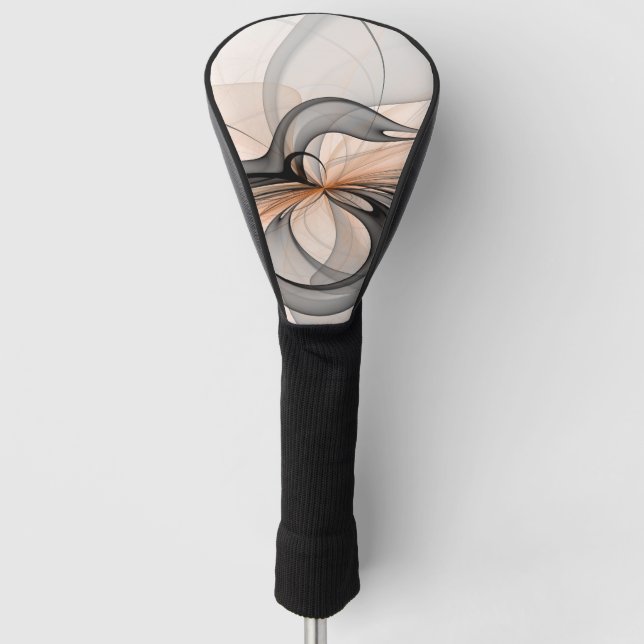 Abstract Anthracite Gray Sienna Modern Fractal Art Golf Head Cover (Front)
