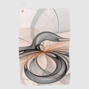 Abstract Anthracite Gray Sienna Modern Fractal Art Golf Towel