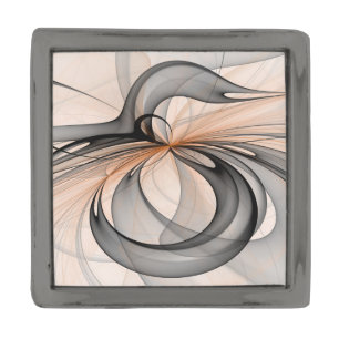 Abstract Anthracite Gray Sienna Modern Fractal Art Gunmetal Finish Lapel Pin