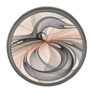 Abstract Anthracite Gray Sienna Modern Fractal Art Gunmetal Finish Lapel Pin