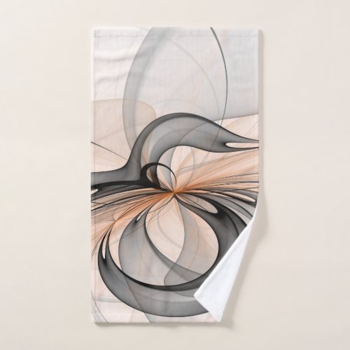 Abstract Anthracite Gray Sienna Modern Fractal Art Hand Towel