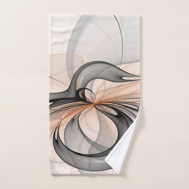 Abstract Anthracite Gray Sienna Modern Fractal Art Hand Towel (Hand Towel)