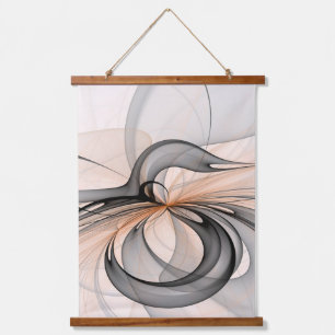 Abstract Anthracite Gray Sienna Modern Fractal Art Hanging Tapestry