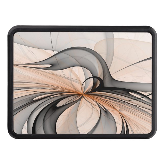 Abstract Anthracite Gray Sienna Modern Fractal Art Hitch Cover (Front)