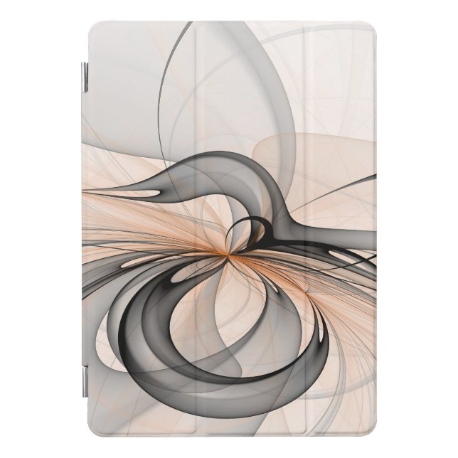 Abstract Anthracite Gray Sienna Modern Fractal Art iPad Pro Cover (Front)