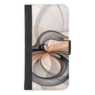 Abstract Anthracite Gray Sienna Modern Fractal Art iPhone 8/7 Plus Wallet Case