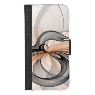 Abstract Anthracite Gray Sienna Modern Fractal Art iPhone 8/7 Wallet Case