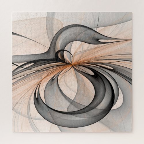 Abstract Anthracite Gray Sienna Modern Fractal Art Jigsaw Puzzle