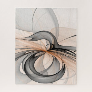 Abstract Anthracite Gray Sienna Modern Fractal Art Jigsaw Puzzle