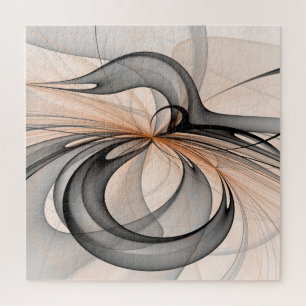 Abstract Anthracite Gray Sienna Modern Fractal Art Jigsaw Puzzle