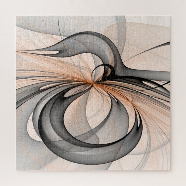 Abstract Anthracite Gray Sienna Modern Fractal Art Jigsaw Puzzle (Vertical)