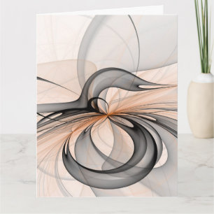 Abstract Anthracite Gray Sienna Modern Fractal Art Letterpress Thank You Card