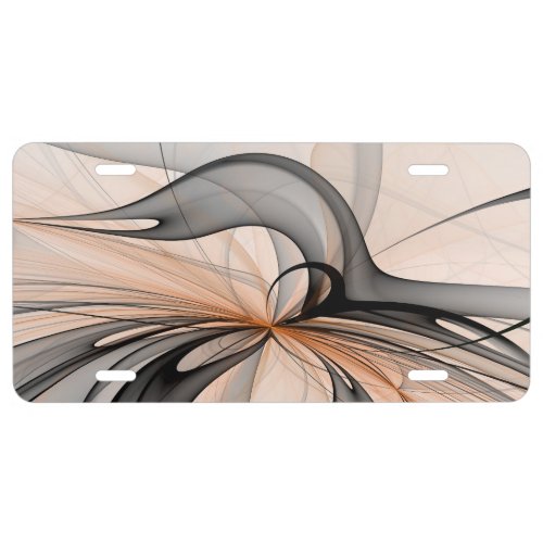 Abstract Anthracite Gray Sienna Modern Fractal Art License Plate