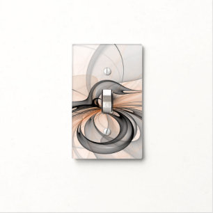 Abstract Anthracite Gray Sienna Modern Fractal Art Light Switch Cover