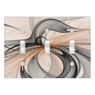 Abstract Anthracite Gray Sienna Modern Fractal Art Light Switch Cover
