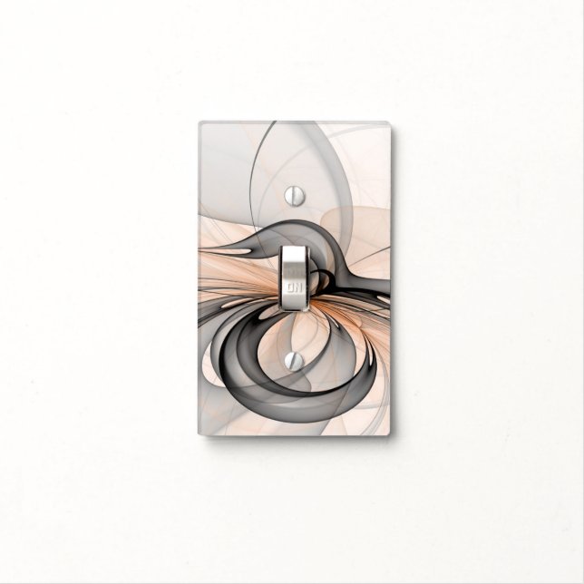 Abstract Anthracite Gray Sienna Modern Fractal Art Light Switch Cover (In Situ)