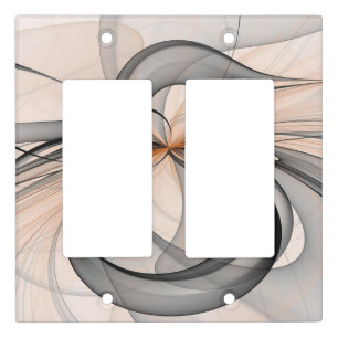 Abstract Anthracite Gray Sienna Modern Fractal Art Light Switch Cover