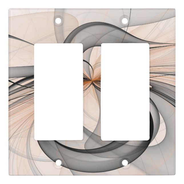 Abstract Anthracite Gray Sienna Modern Fractal Art Light Switch Cover (Front)