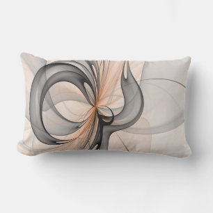 Abstract Anthracite Gray Sienna Modern Fractal Art Lumbar Pillow