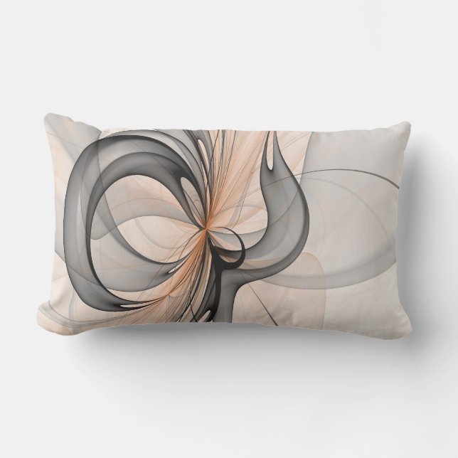 Abstract Anthracite Gray Sienna Modern Fractal Art Lumbar Pillow (Front)