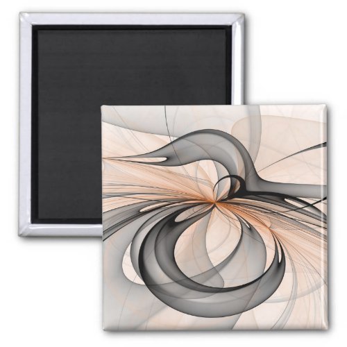Abstract Anthracite Gray Sienna Modern Fractal Art Magnet