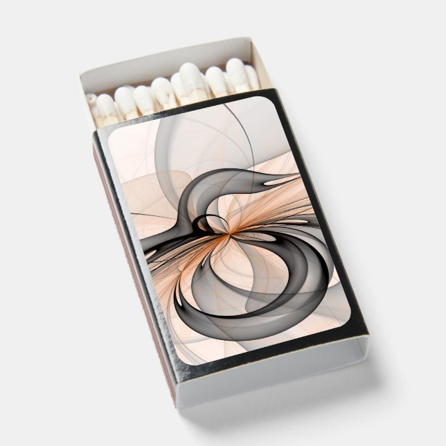 Abstract Anthracite Gray Sienna Modern Fractal Art Matchboxes (Front Open)