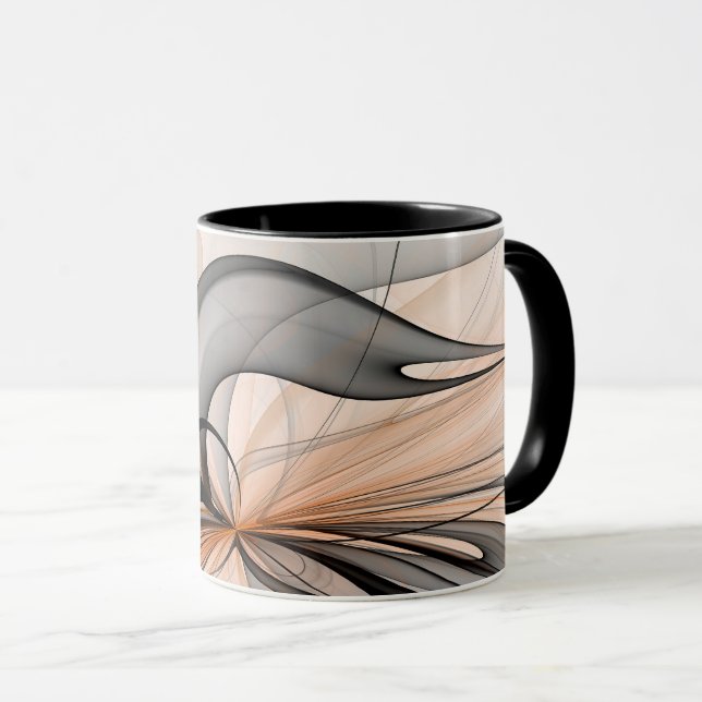 Abstract Anthracite Gray Sienna Modern Fractal Art Mug (Front Right)