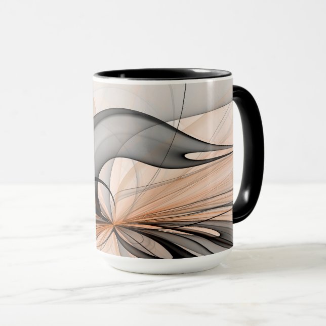 Abstract Anthracite Gray Sienna Modern Fractal Art Mug (Front Right)
