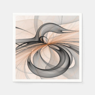 Abstract Anthracite Gray Sienna Modern Fractal Art Napkins