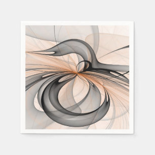Abstract Anthracite Gray Sienna Modern Fractal Art Napkins