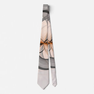 Abstract Anthracite Gray Sienna Modern Fractal Art Neck Tie