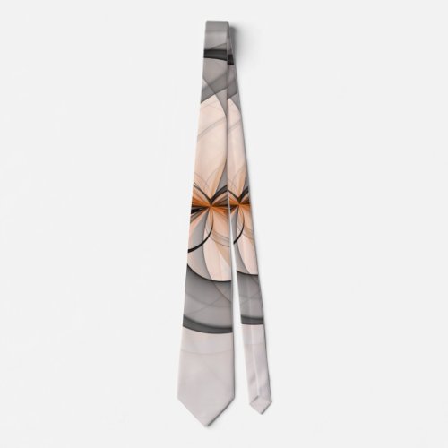 Abstract Anthracite Gray Sienna Modern Fractal Art Neck Tie