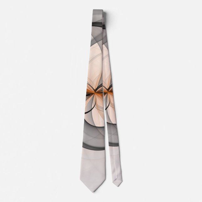 Abstract Anthracite Gray Sienna Modern Fractal Art Neck Tie (Front)
