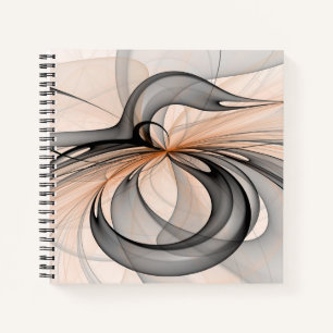 Abstract Anthracite Gray Sienna Modern Fractal Art Notebook