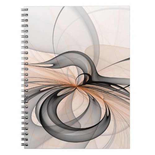 Abstract Anthracite Gray Sienna Modern Fractal Art Notebook