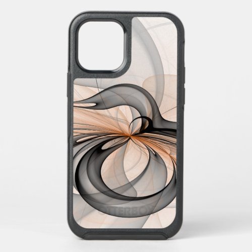 Abstract Anthracite Gray Sienna Modern Fractal Art OtterBox Symmetry iPhone 12 Case