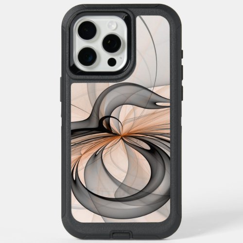 Abstract Anthracite Gray Sienna Modern Fractal Art iPhone 15 Pro Max Case