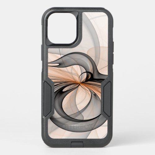 Abstract Anthracite Gray Sienna Modern Fractal Art OtterBox Commuter iPhone 12 Pro Case