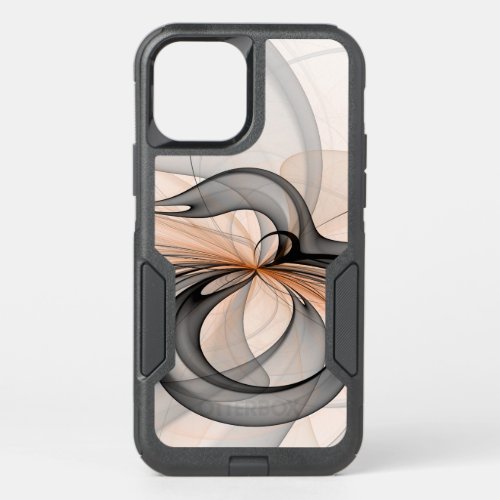 Abstract Anthracite Gray Sienna Modern Fractal Art OtterBox Commuter iPhone 12 Case