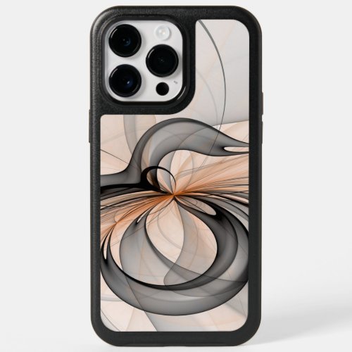 Abstract Anthracite Gray Sienna Modern Fractal Art OtterBox iPhone 14 Pro Max Case